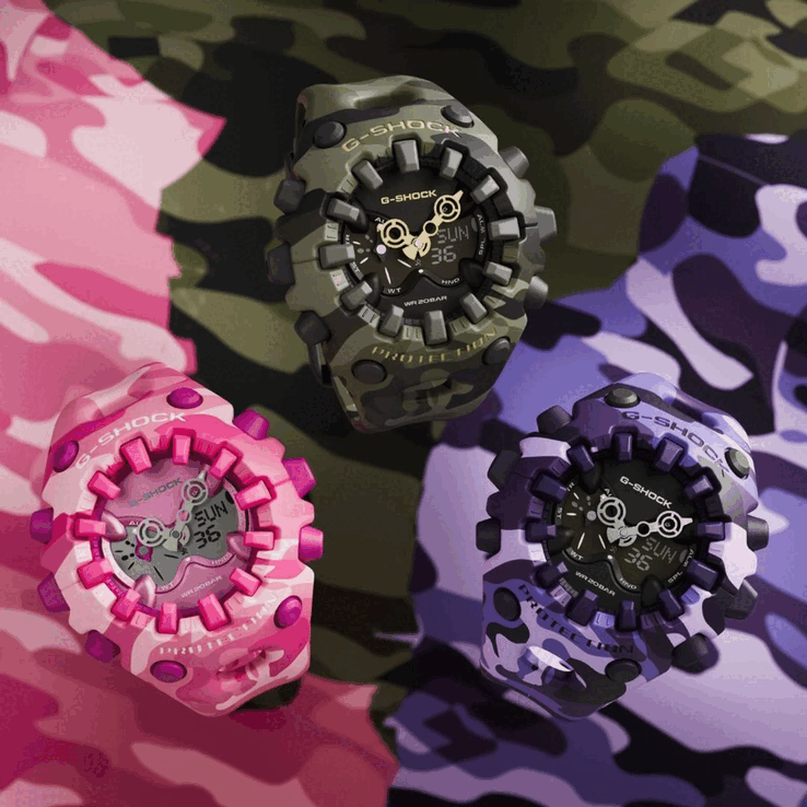 A rózsaszínű G-Shock GA-V01MCG-4A és a lila GA-V01CMG-6A