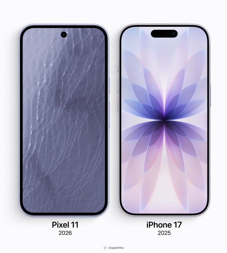 A Google Pixel 11 és az Apple iPhone 17 kijelzőkeretei.