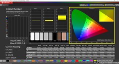 CalMAN ColorChecker (profil: Natív, cél színtér: P3)