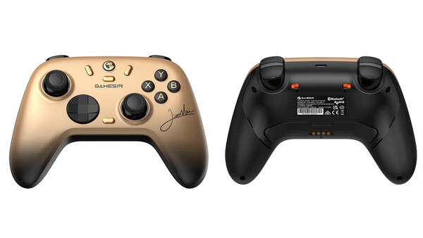 A GameSir Nova 2 Lite Champion Edition arany előlappal rendelkezik, amelyet Xiao Hai írt alá. (Kép forrása: GameSir)