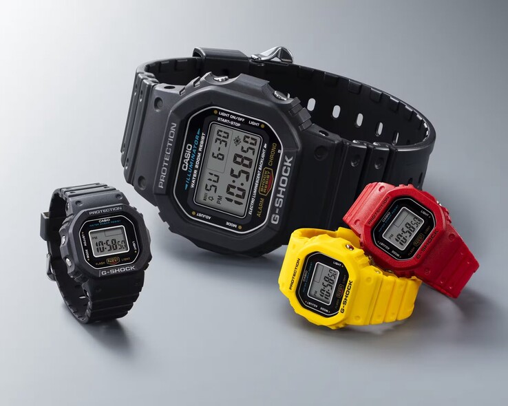 A Casio G-Shock DWN5600 Nano Ring óra három ikonikus G-Shock színben kapható, köztük piros (DWN5600-4), sárga (DWN5600-9) és fekete (DWN5600-1) (Kép forrása: Casio).)