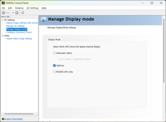 Az Nvidia Vezérlőpult GPU beállításai automatikusan váltanak a standard és a magas frissítési sebesség között