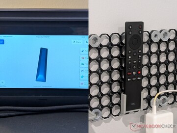 Beolvasott TCL távirányító és 3D-nyomtatott tartó.