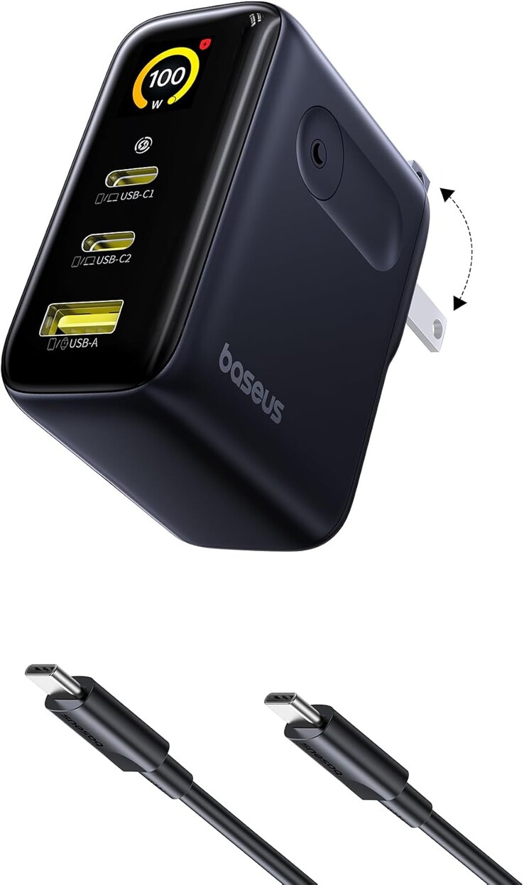 A PicoGo AE21 digitális kijelzős gyorstöltő 2C+U 100W. (Kép forrása: Baseus)