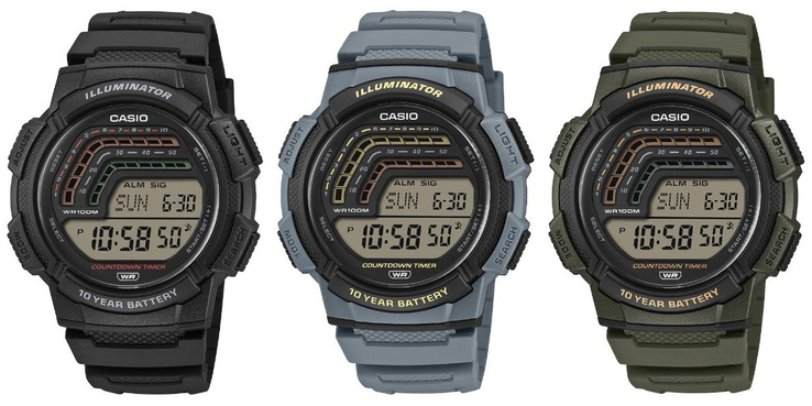 Balról jobbra: a Casio WS-1800-1AV, WS-1800-2AV és WS-1800-3AV órák. (Kép forrása: Casio)
