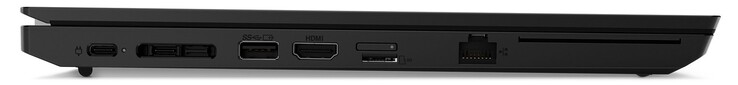Left side: 1x USB-C 3.2 Gen1 (power connector), 1x Thunderbolt 4, docking port, 1x USB-A 3.2 Gen1, HDMI, microSD card reader, GigabitLAN, smartcard reader