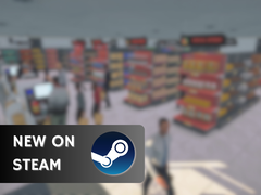 A Supermarket Simulator június 26-ig 14,99 dollárért lesz elérhető. A képen - egy képernyőkép a játékból a Steam logóval és a "New on Steam" felirattal a tetején. (Kép forrása: Steam - Szerk.)