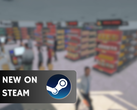 A Supermarket Simulator június 26-ig 14,99 dollárért lesz elérhető. A képen - egy képernyőkép a játékból a Steam logóval és a "New on Steam" felirattal a tetején. (Kép forrása: Steam - Szerk.)
