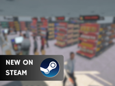 A Supermarket Simulator június 26-ig 14,99 dollárért lesz elérhető. A képen - egy képernyőkép a játékból a Steam logóval és a "New on Steam" felirattal a tetején. (Kép forrása: Steam - Szerk.)