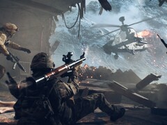 A Battlefield 6 katonája RPG-vel céloz egy harci helikopterre. (Kép forrása: EA)