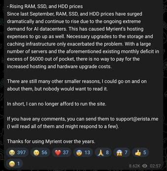 A Myrient a jövő hónapban leáll, az emelkedő infrastrukturális költségekre hivatkozva.