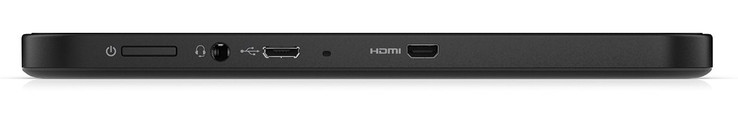 Upper edge: Power button, combo audio, micro-USB/power socket, micro-HDMI