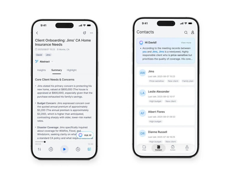A bal oldalon egy tipikus összefoglaló látható. Megnevezett személyeket lehet felvenni a kapcsolati listára.
