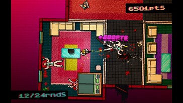 A képen: Egy játékmenet-képernyőkép a Hotline Miami című játékból.