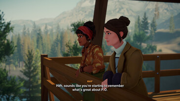 Egy kép, amely egy tóparti beszélgetést mutat.