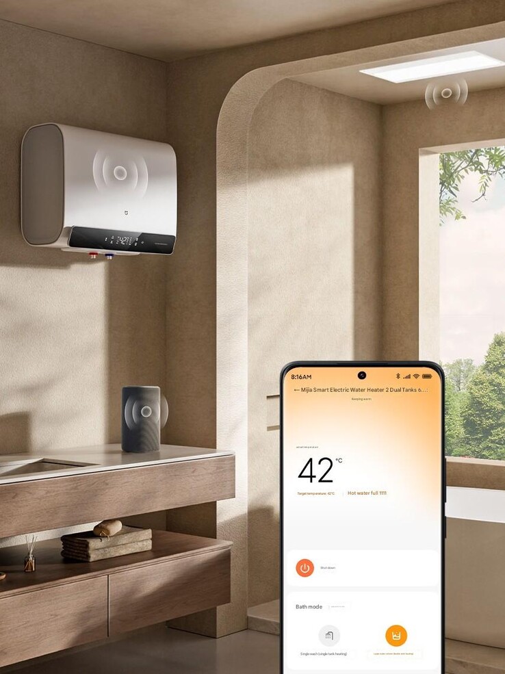 A Xiaomi Mijia Smart Electric Water Heater 2 kompatibilis a márka alkalmazásával. (Kép forrása: Xiaomi, gépi fordítás)