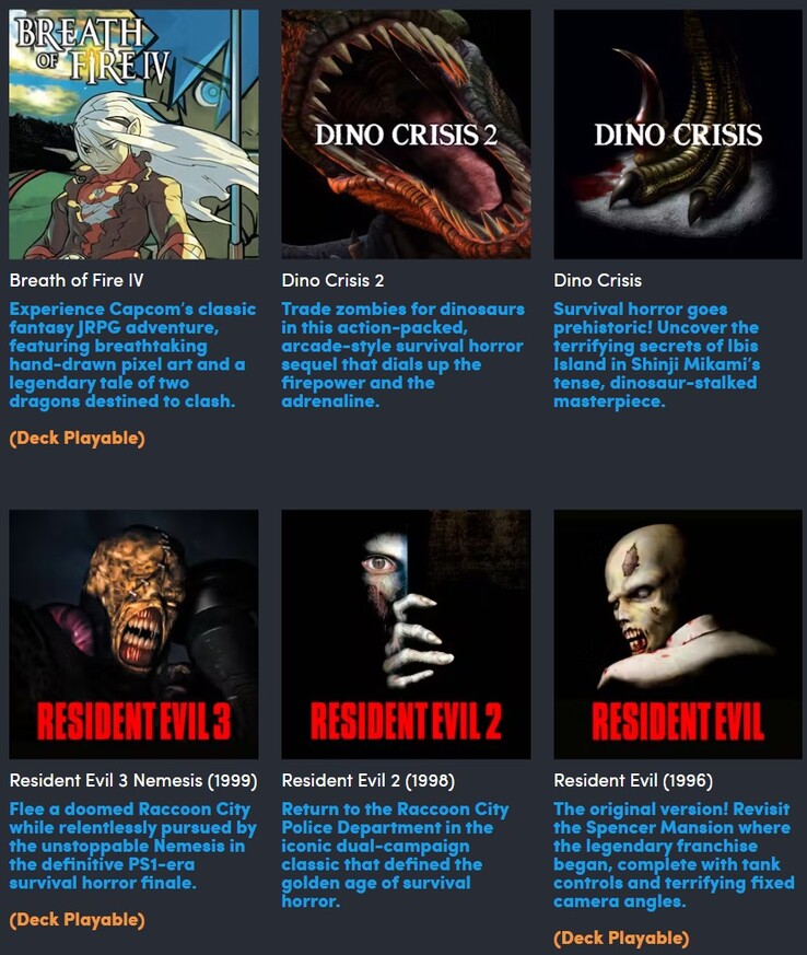 A Humble Bundle Capcom Classics Bundle csomagban szereplő összes játék