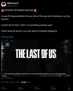 The Last of Us PS5 Special Edition billbil-kun X post (Kép forrása: screenshot, billbil-kun X account)