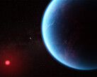 A K2-18b vizualizációja a jelenlegi tudományos adatok alapján, amely megmutatja, hogyan nézhet ki a távoli exobolygó. (Kép forrása: NASA, ESA, Joseph Olmsted)