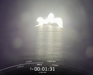 Nézet a SpaceX Falcon 9 rakéta első fokozatára szerelt kamerából (Kép forrása: SpaceX)