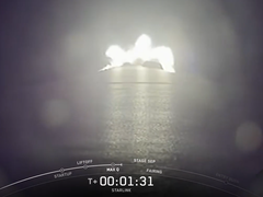 Nézet a SpaceX Falcon 9 rakéta első fokozatára szerelt kamerából (Kép forrása: SpaceX)
