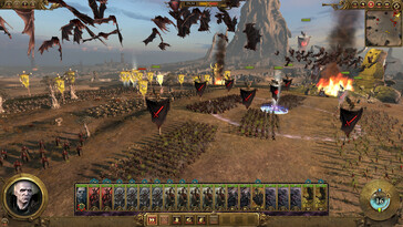 A Total War: Warhammer című játékban zajló csatát ábrázoló kép.