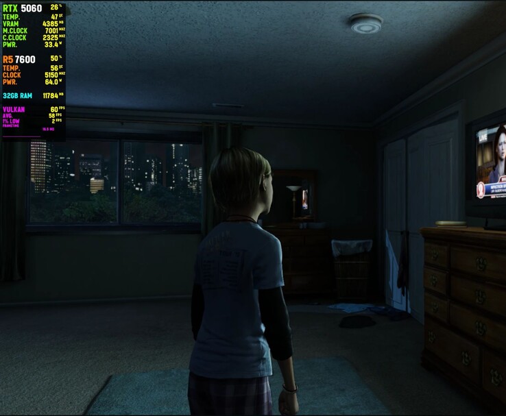 Játékmenet-képernyőkép a The Last of Us Remastered című játékból, amely shadPS4-en fut egy RTX 5060-as kártyával