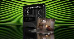 Az Nvidia végre bemutatta az asztali számítógépekbe szánt RTX 5050 GPU-t. Egy laptopot és egy torony PC-t ábrázoló promóciós kép (kép forrása: Nvidia)