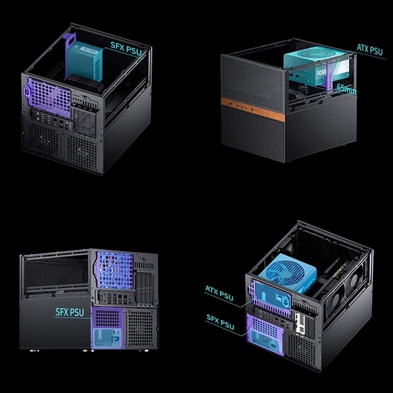A Jonsbo N6 NAS házba SFX és ATX tápegységek is illeszthetők. (Kép forrása: Jonsbo)