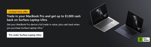 A Microsoft az Apple-t veszi célba a MacBook Pro-tulajdonosoknak szóló, 1 000 dolláros pénzvisszatérítési ajánlatával.