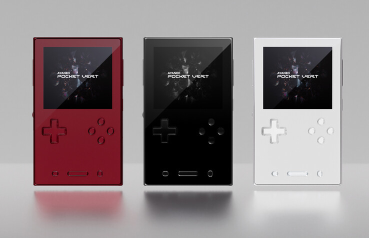 Az Ayaneo Pocket Vert Lava Red, Midnight Black és Moon kivitelben. (Kép forrása: Ayaneo)