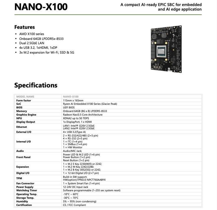 A Nano-X100 SBC lenyűgöző I/O-konfigurációval rendelkezik.