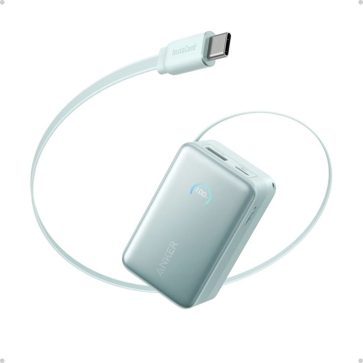 Az Anker Nano Power Bank (10K, 45W, beépített visszahúzható USB-C kábel). (Kép forrása: Anker)