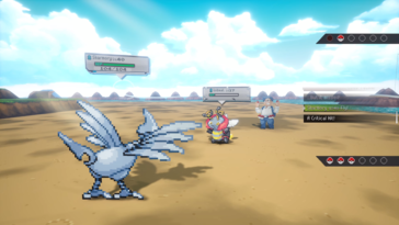 A képen: Játékmenet-képernyőkép a Pokémon Gamma Emerald című játékból.