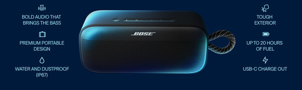 A Bose SoundLink Plus egy hordozható, robusztus felépítésű Bluetooth hangszóró. (Kép forrása: Bose)
