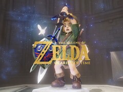 Banner a Zelda: Ocarina of Time remake-hez, amelyen Link a Master Swordöt tartja