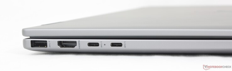Balra: USB-A (10 Gbps), HDMI 2.1, 2x USB-C (10 Gbps w/ DisplayPort 1.4a + Power Delivery)