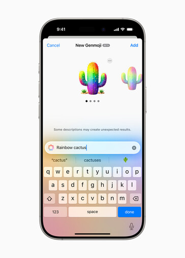 iOS Genmoji felület egy generált