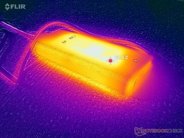 A hálózati adapter 53 C fölé emelkedik igényes terheléseknél