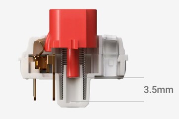 A NuPhy Air75 v3 kapcsolók 3,5 mm-es meghosszabbított billentyűútvonallal rendelkeznek. (Kép forrása: NuPhy)
