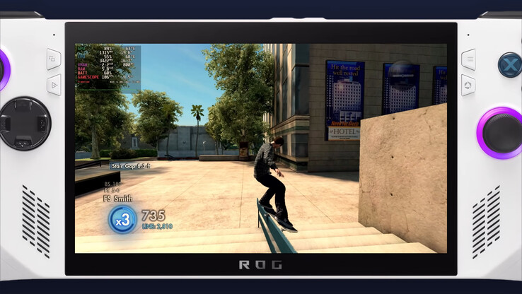 A Skate 3 fut RPCS3 alatt az ASUS ROG Ally X-en, átlagosan 100-120 FPS.