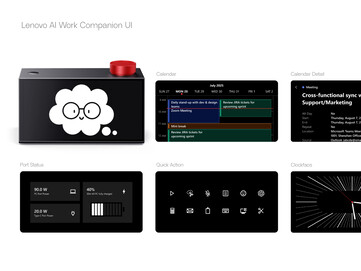 A Lenovo AI Work Concept megjeleníti a portok állapotát, a naptárat és az ütemterveket.