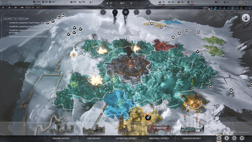 A Frostpunk 2 játék felületét bemutató kép.