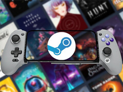 A GameHub v5.2 már letölthető. A képen: egy Android telefon, amelyen Steam fut. (Kép forrása: Steam és GameSir - szerkesztve)