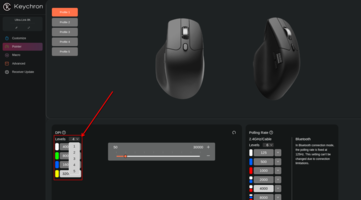 A Keychron M7 8K alapértelmezés szerint hat DPI-szinttel rendelkezik. (Kép forrása: Keychron)