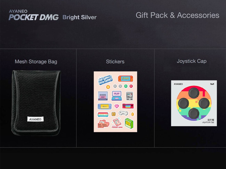 Az Ayaneo több ingyenes ajándékot is mellékel a Pocket DMG Bright Silver kiadáshoz. (Kép forrása: Ayaneo)