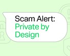 Zöld WhatsApp-beszédbuborék a következő szöveggel: „Csalásriadó: Private by Design”