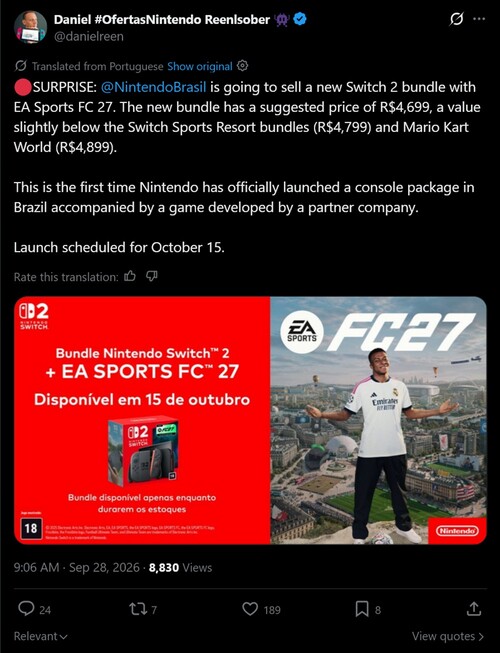 Bemutatták a Switch 2 EA Sports FC 27 konzolcsomagját