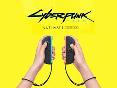 Cyberpunk 2077: Ultimate Edition logó a Switch 2 Joy-Conok felett (Kép forrása: Nintendo of America szerkesztéssel)