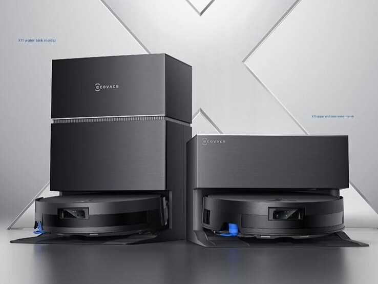 Az Ecovacs Deebot X11 víztartályos (balra) és házi vízvezeték-csatlakozó (jobbra) változata (Kép forrása: JD.com)